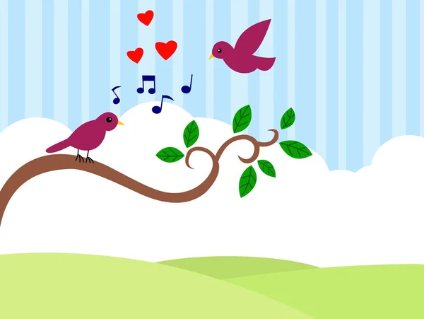 Krásní ptáci v lásce. — Stockový vektor