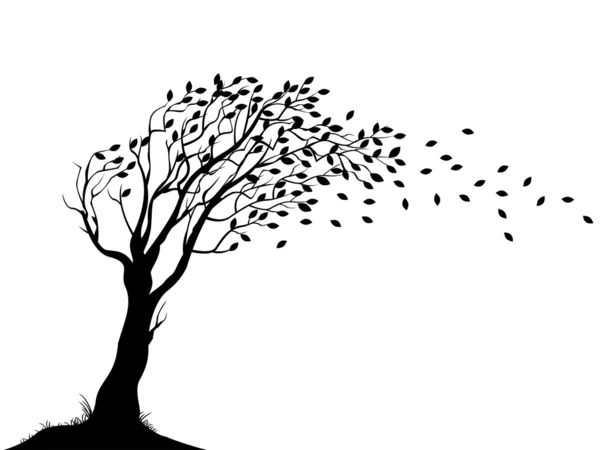 Silueta de árbol de otoño — Vector de stock