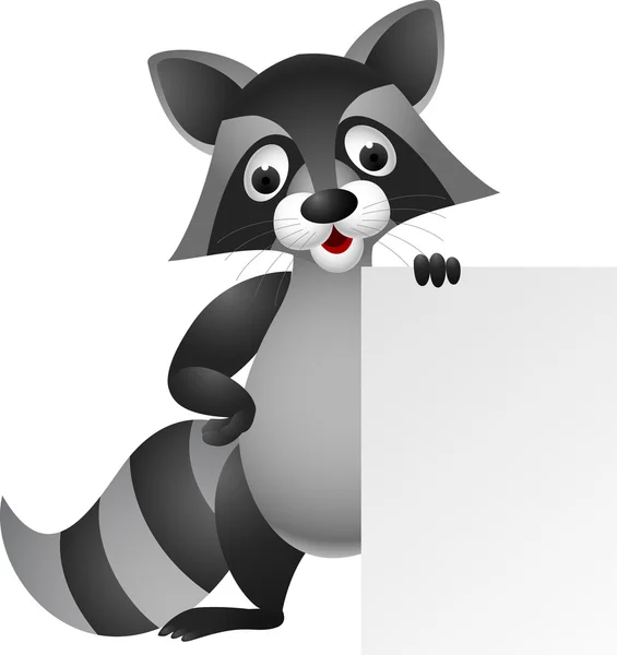 Raccoon cartoon with blank sign — Stock Vector