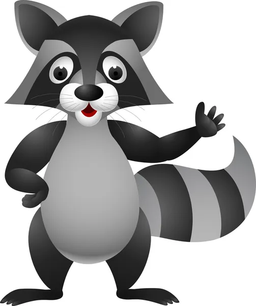 Raccoon cartoon hand waving — Stock Vector