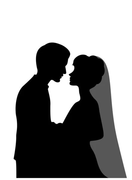 Silhouettes of a groom and a bride. — Stock Vector