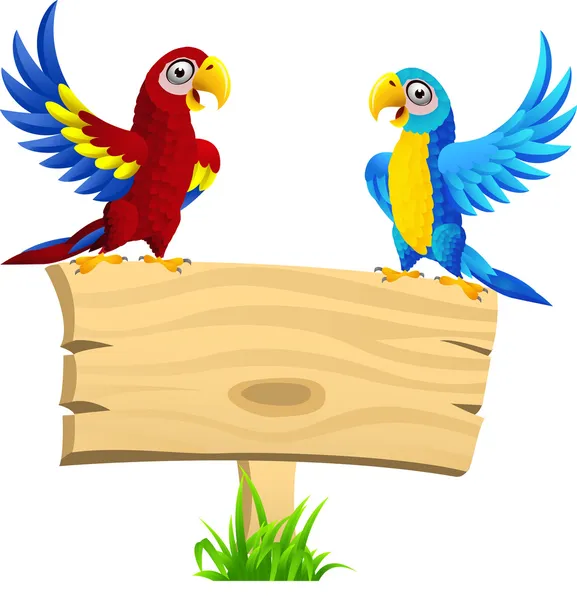 Papoušek pták s prázdnou tabulka — Stockový vektor