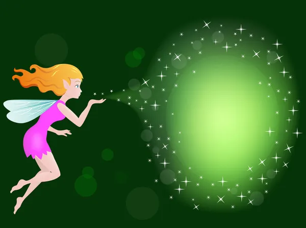 Beautiful love fairy sanding blowing magic spell — Stock Vector