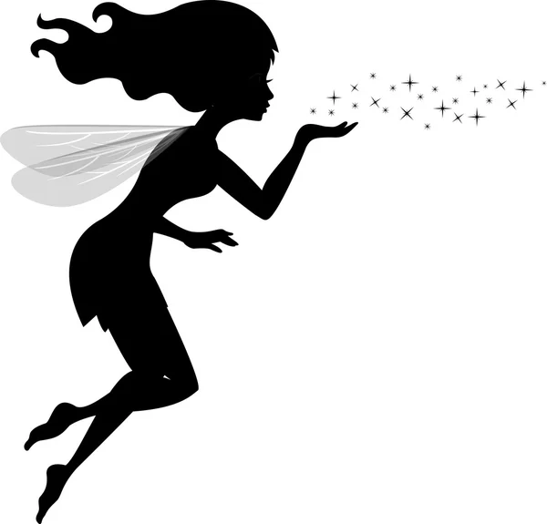 Beautiful love fairy sanding blowing magic spell — Stock Vector