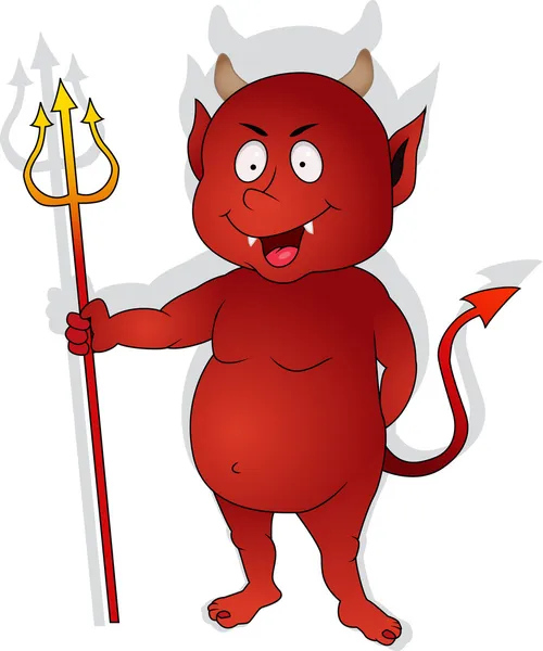 かわいい赤い悪魔の文字 — ストックベクタ