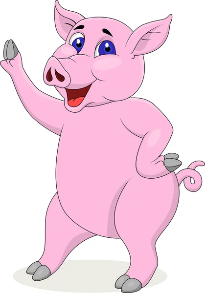 Schwein-Cartoon winkt — Stockvektor