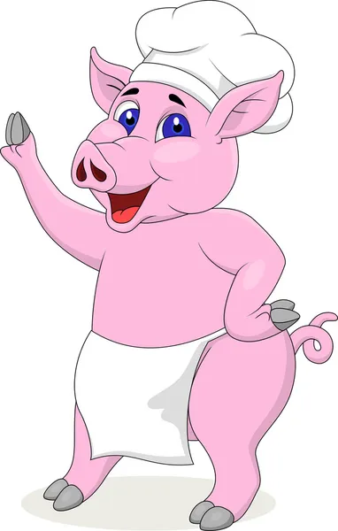 Chef cerdo personaje de dibujos animados — Vector de stock