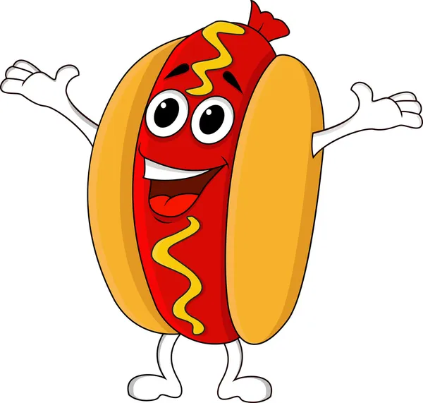 Personaje de dibujos animados Hot dog — Vector de stock