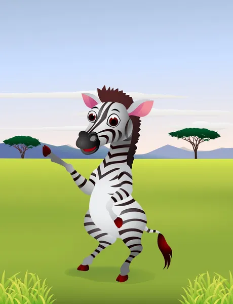 Engraçado banda desenhada zebra de pé — Vetor de Stock