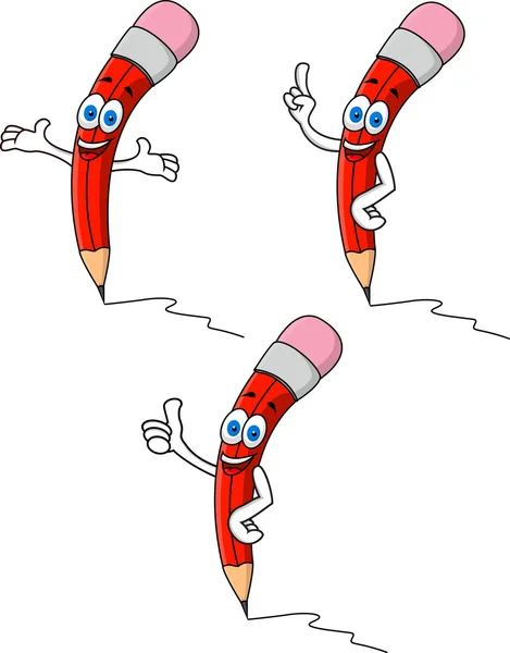 Bleistift-Cartoonfigur — Stockvektor