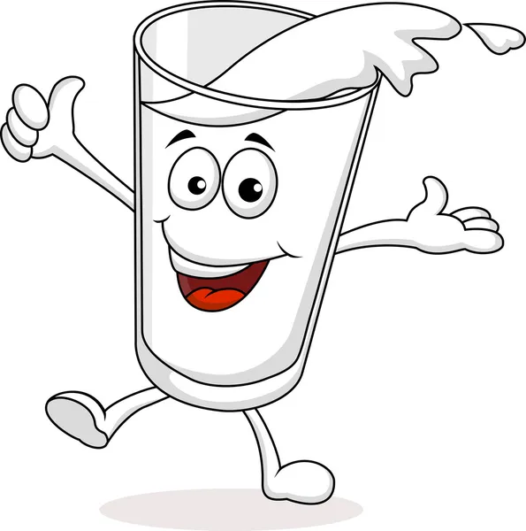 Egy pohár tej rajzfilmfigura — Stock Vector