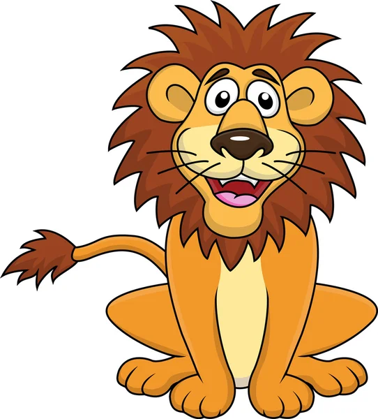 Kreskówka śmieszne lew siedzi — Wektor stockowy