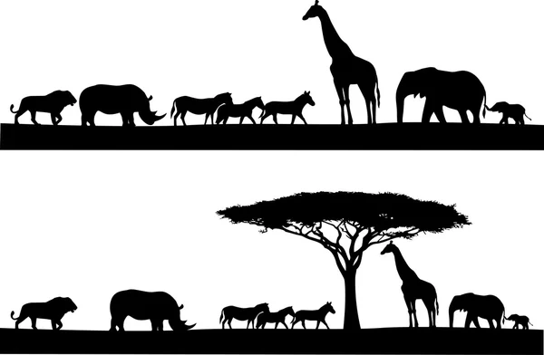 非洲的剪影背景 免版税图库矢量图片