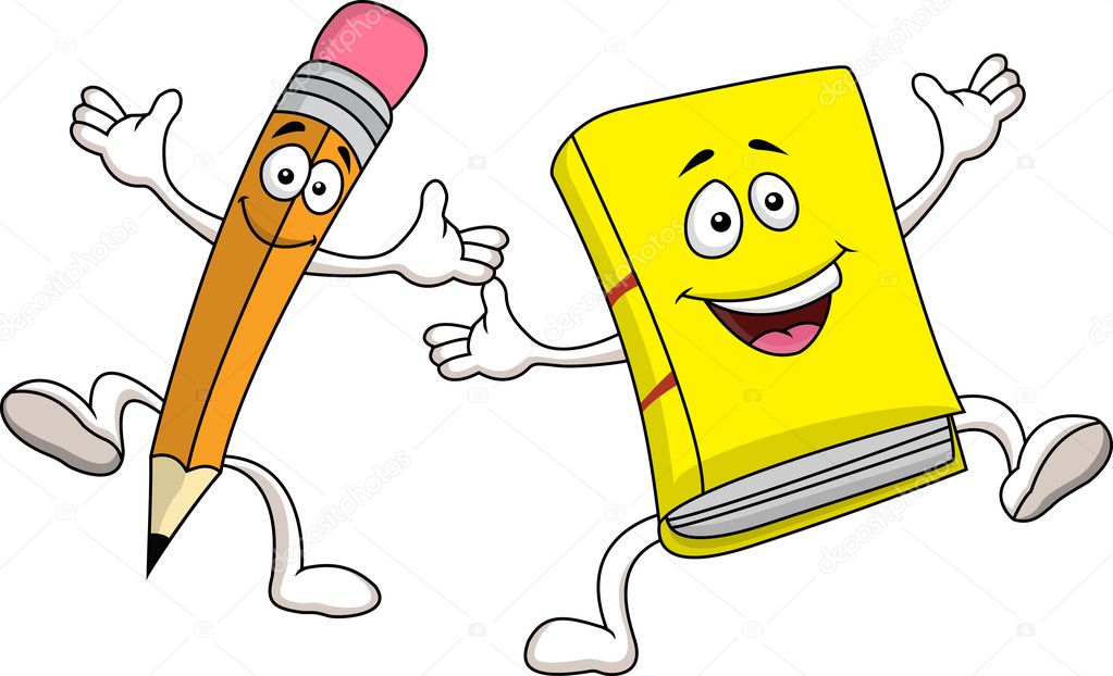 Pencil and book cartoon character Stock Vector Image by ©idesign2000  #11908083