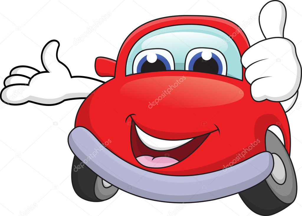 Car cartoon character with thumb up
