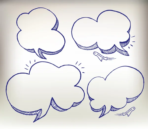 Schets doodle toespraak wolk illustratie set — Stockvector