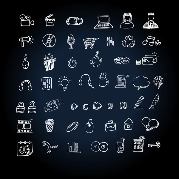Web Icon conjunto doodle —  Vetores de Stock