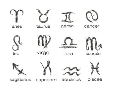 Horoscope paint brush zodiac vector signs clipart