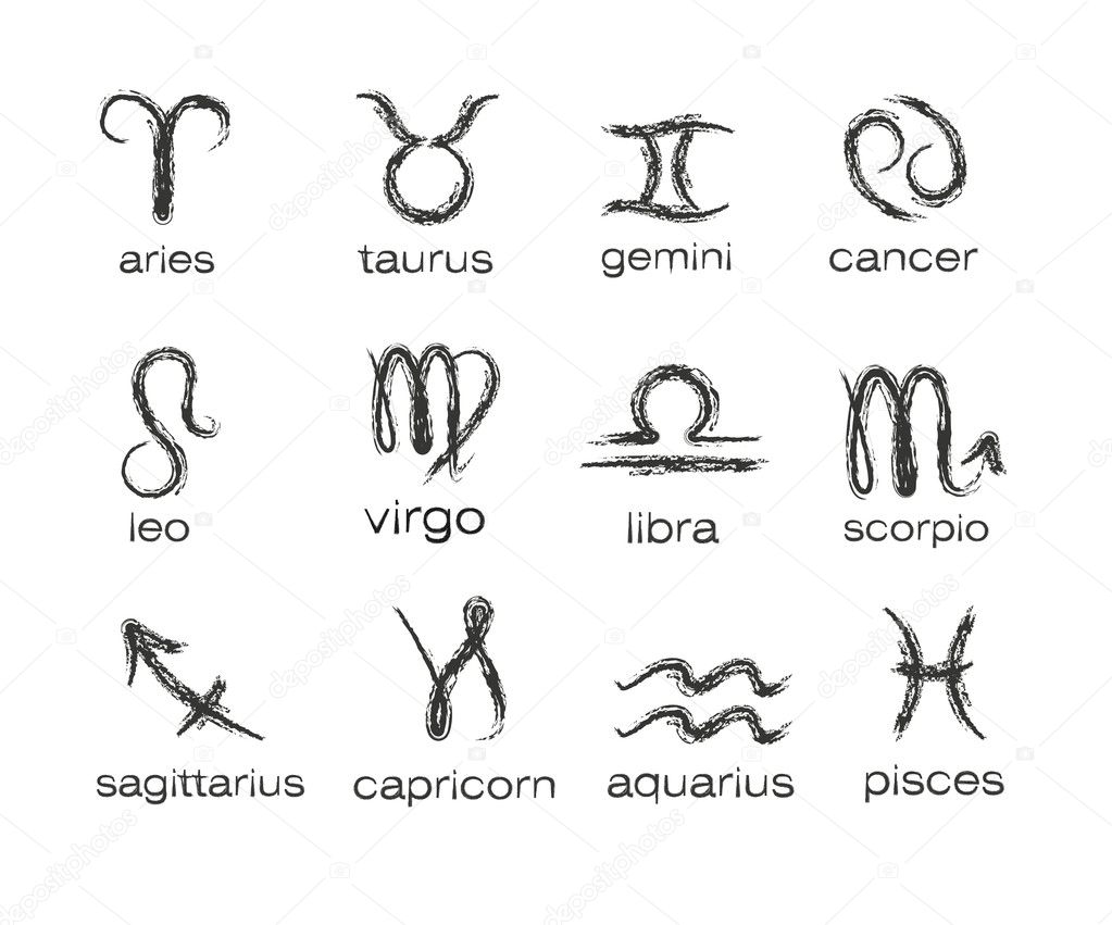 Horoscope paint brush zodiac vector signs