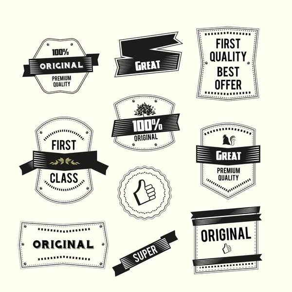 Retro vintage etiketter ange premiumkvalitet och ursprungliga temat — Stock vektor