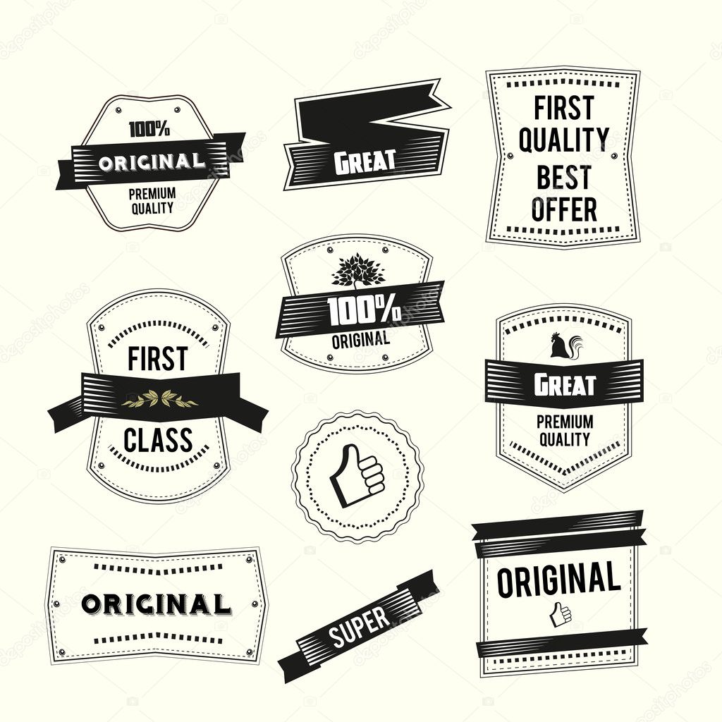 Retro Vintage labels set Premium Quality and Original theme