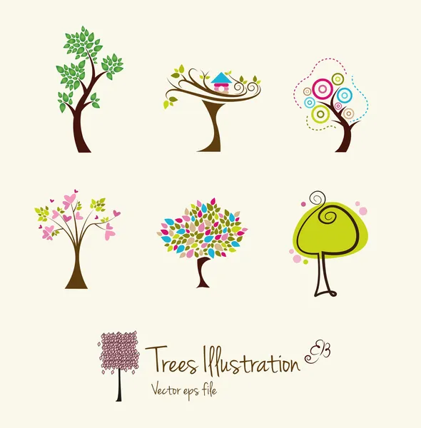 Tree art illustrations — Stock Vector