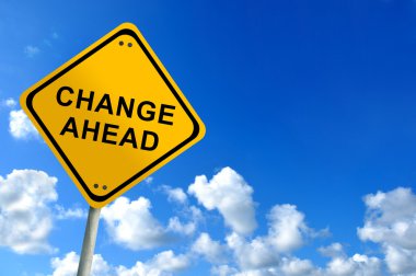 Change ahead sign on bluesky clipart