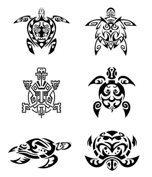 Schildkröten-Tattoo-Set — Stockvektor