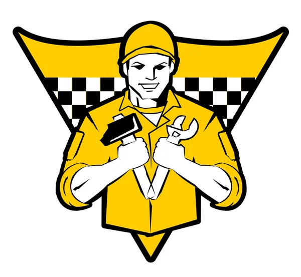 黄色机械吉祥物 — 图库矢量图片