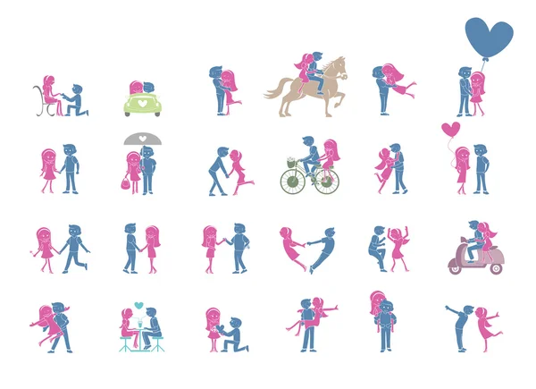 24 couple pose ensemble illustration — Image vectorielle