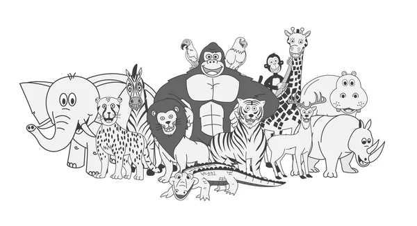 野生動物のグループ展 — ストックベクタ