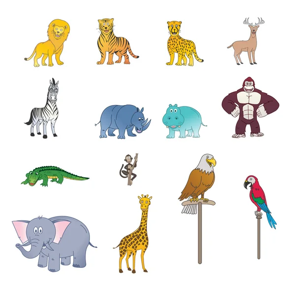 Set Of Wild Animal Color — Stock Vector