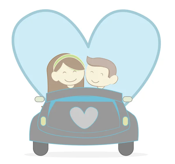 Couple with Car — Stock Vector