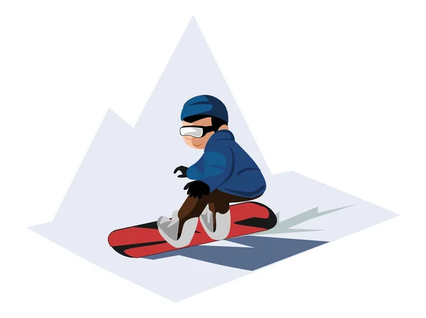スノーボードの少年 — ストックベクタ