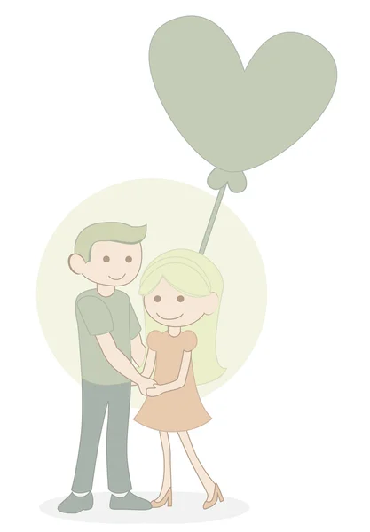 Couple with baloon — Stock Vector