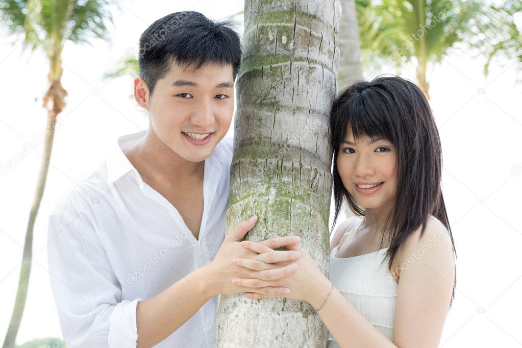Outdoor woman asian couple