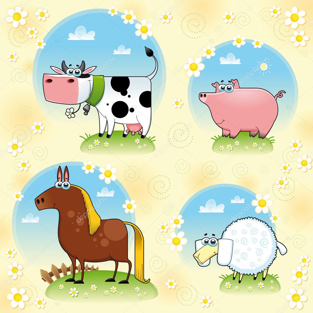 Funny farm animals. Stock Vector Image by ©ddraw #10910584