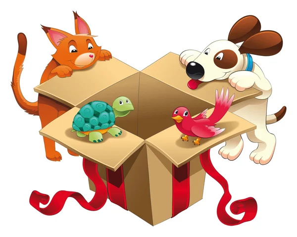 Cadeau et animaux . — Image vectorielle