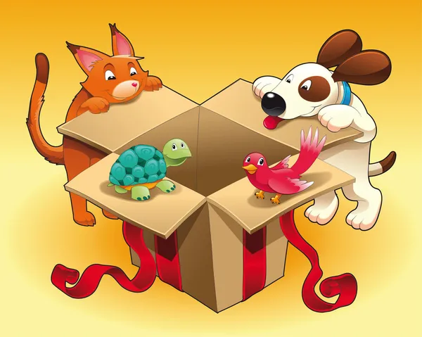 Geschenke und Haustiere. — Stockvektor