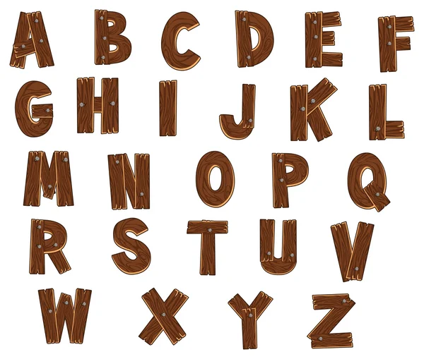 Alfabeto con legni . — Vettoriale Stock