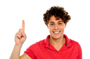 Casual guy indicating upwards clipart