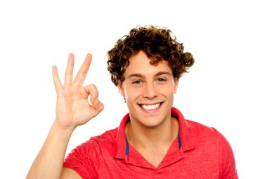 Curly hair guy gesturing excellence sign clipart