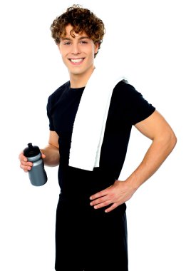 Charming young fit trainer clipart