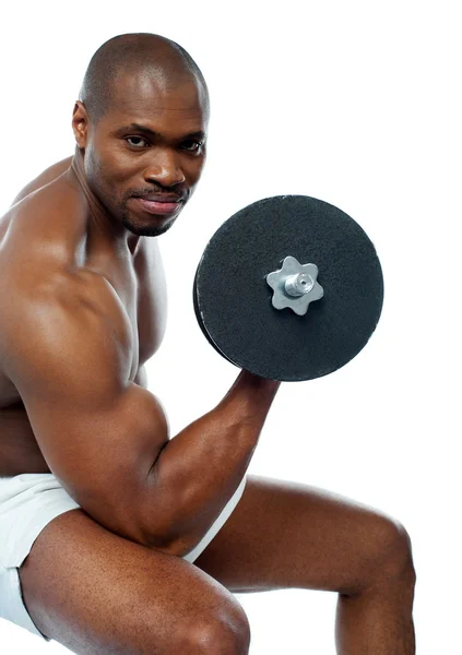 Portrait of happy fit african man working out — Stock Photo, Image