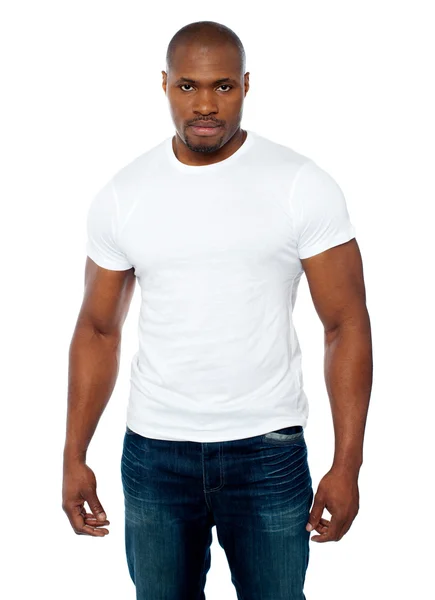 Portrait of casual muscular african young man — Stock Photo, Image