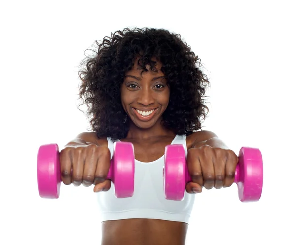 Portrait of curly haired african fit woman — Stock Photo, Image