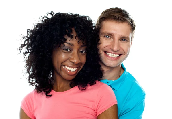 Couple smiling with joy. Hugging in love — Stock Photo, Image