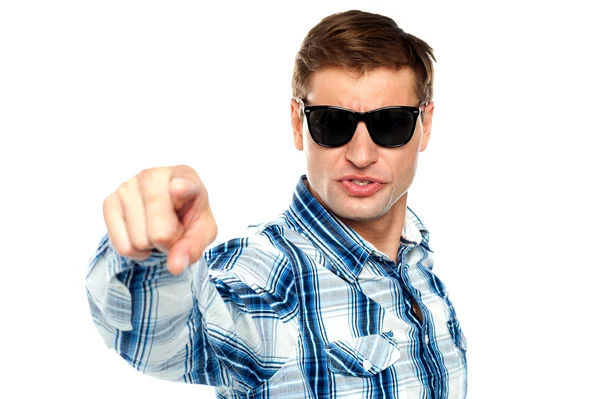 Cool fashionable guy pointing at you — Stock Photo, Image