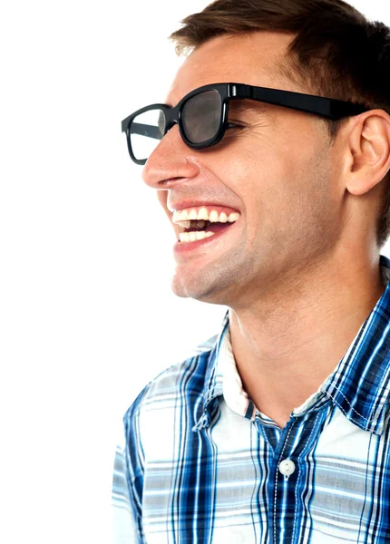 Side view of handsome smiling caucasian guy — Stock Photo, Image