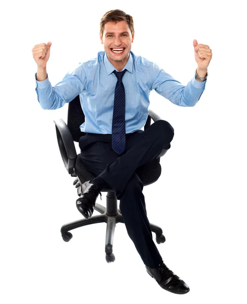 Excited successful corporate male — Stock Photo, Image